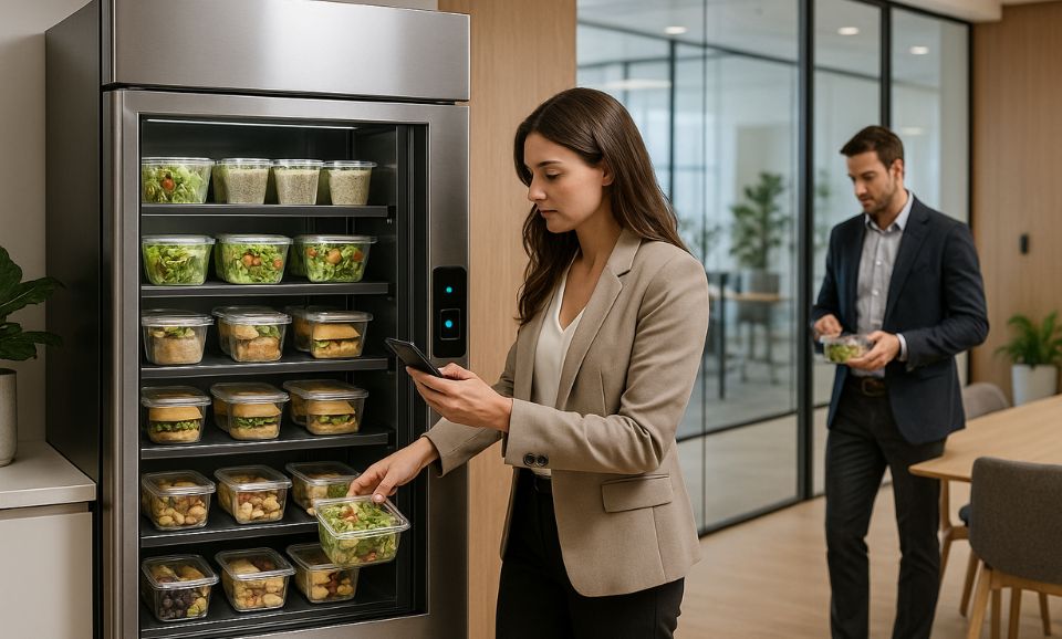 Smart fridges with healthy salad and food